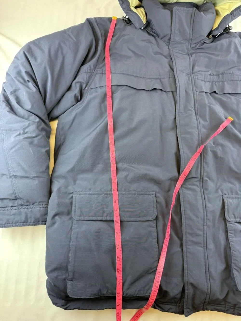 Eddie Bauer Goose Down Parka Jacket Winter Coat Navy Mens XL - Picture 14 of 14